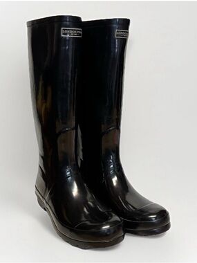 London Fog Tall Black Rainboots Womens Size 10 #5780